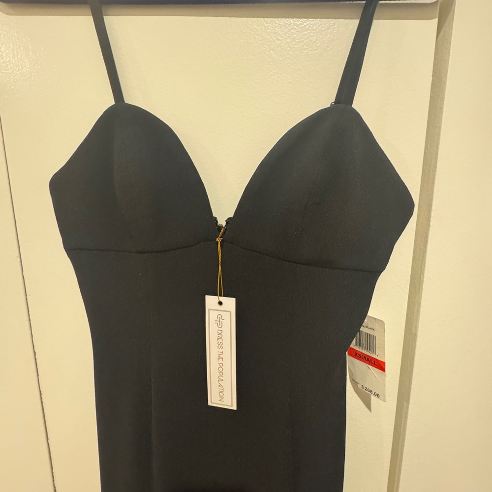 NWT Dress the Population Black Alejandra Plunge Gown XS - Picture 5 of 6
